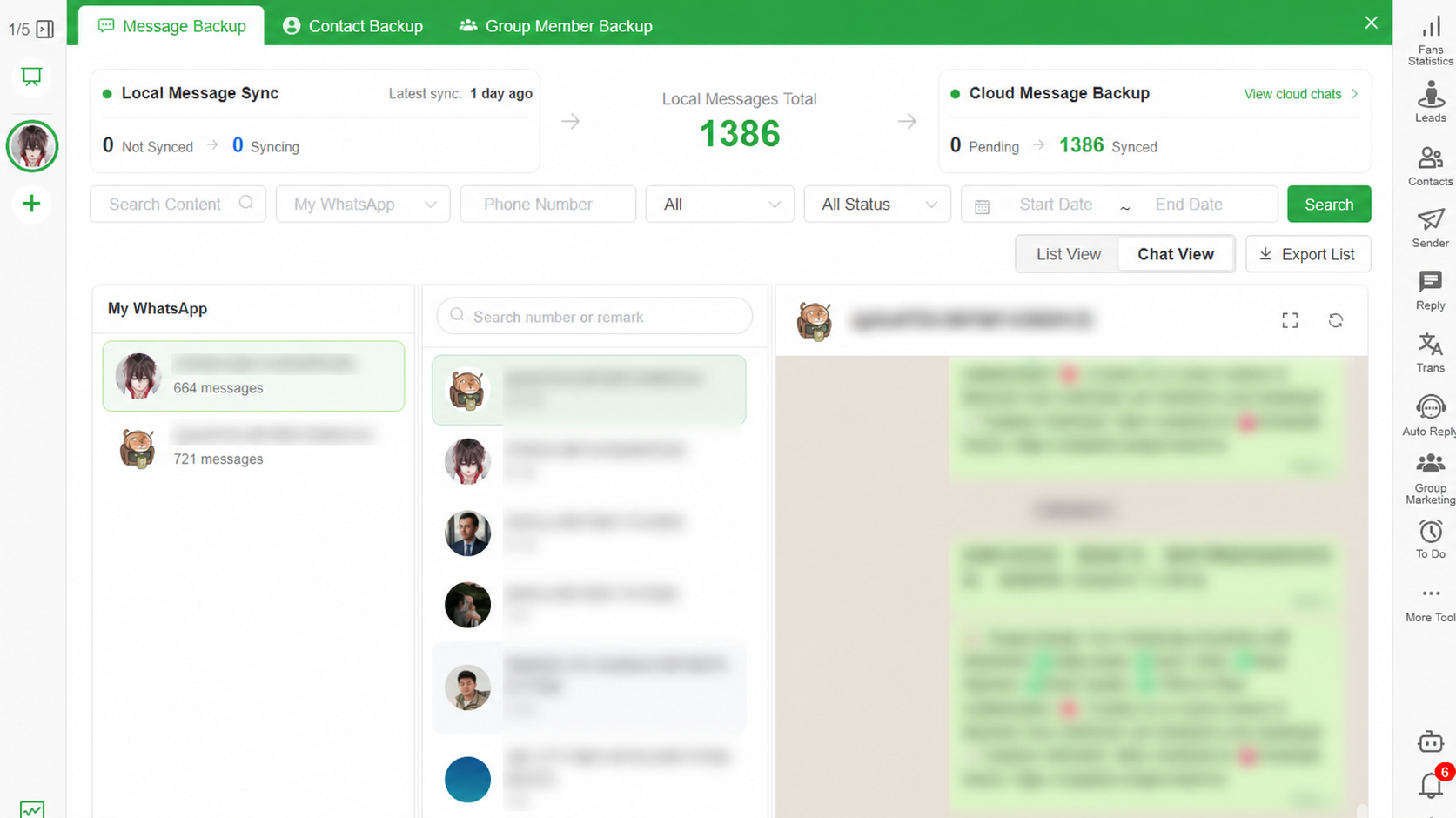 WhatsApp Chat Backup shown in conversation view
